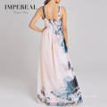 Strap Maxi Length Batik Design Chiffon Flare Women Fairy Dress